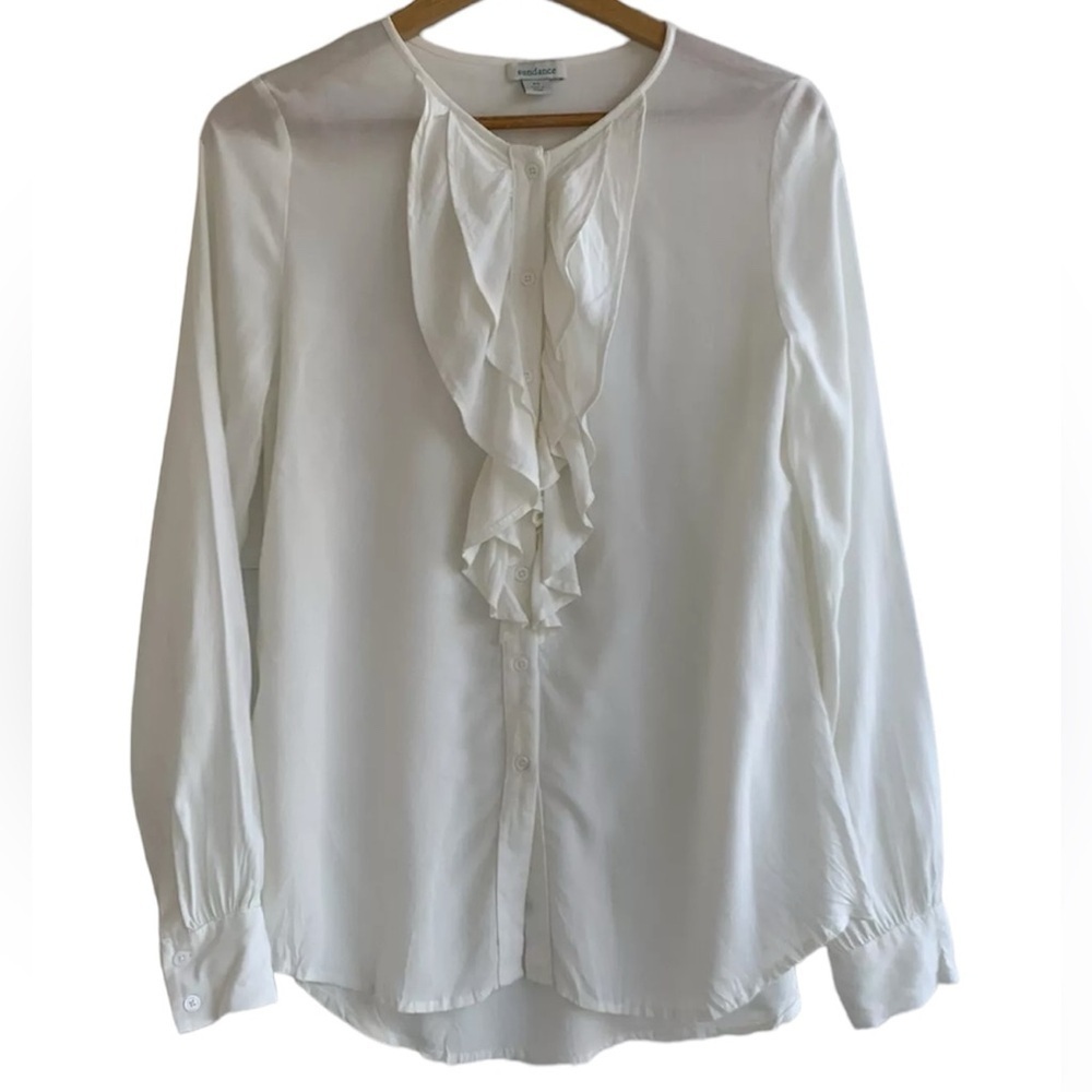 Sundance Boho Ruffle Front Button Down Blouse - image 3